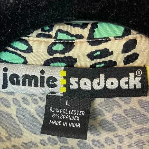 jamie sadock Women's Large Short Sleeve Polo Shirt Golf Tan Mint Yellow Black L - Picture 2 of 5
